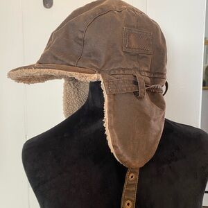 DPC Trapper Hat Brown Sherpa Lined Ear Flap Winter Hat Size L